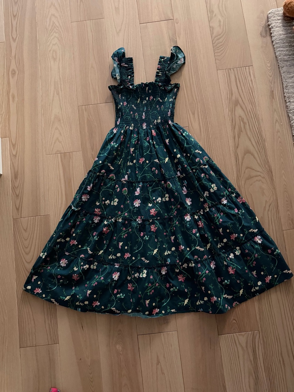 Hill House The Ellie Nap Dress in Emerald Trellis - Picture 1 of 7